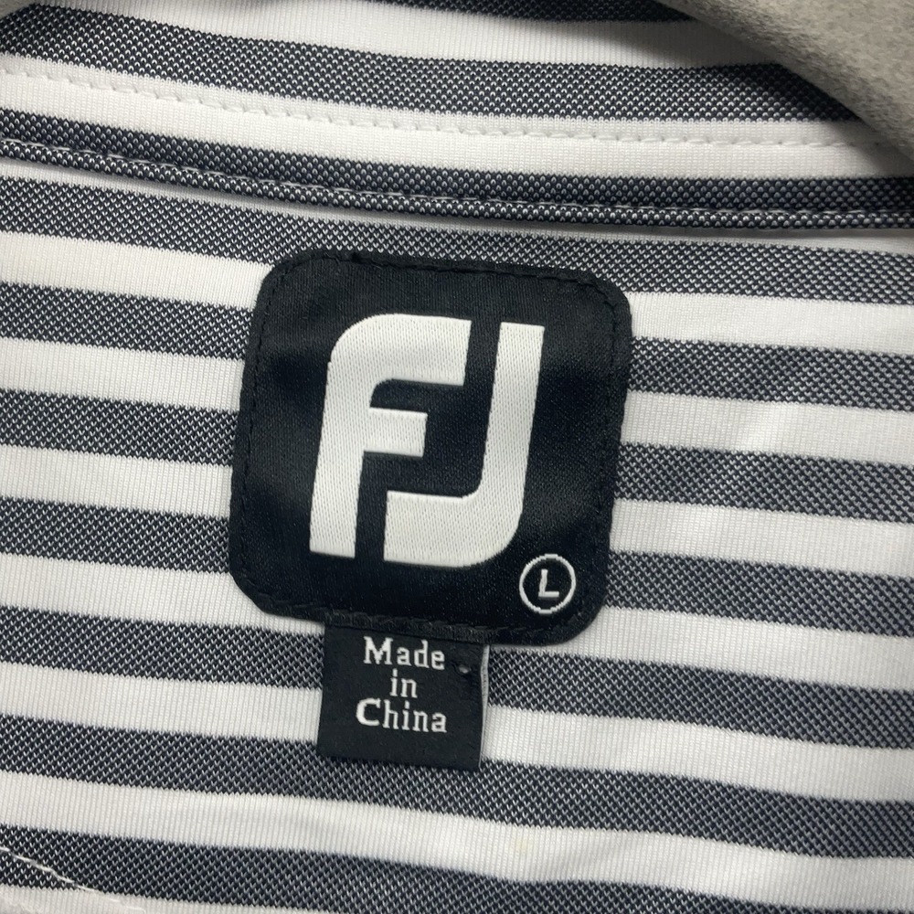 FootJoy Oxford Stripe Jacquard Jersey Polo Shirt Mens Large Gray /White WornOnce - Picture 3 of 9